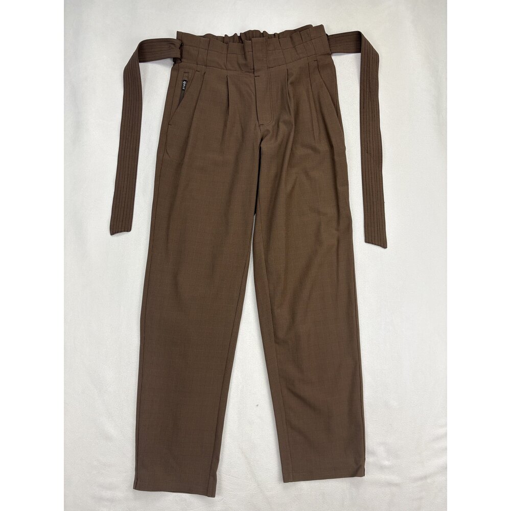 Athleta Paperbag Belted Pleated Trousers Size 0 Brown - Picture 2 of 13